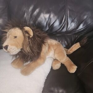 FAO Schwarz Lion Plush Brown Tan Big Cats Jungle Zoo Toys R Us 29" Stuffed 2015